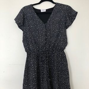 Black Polkadot Ruffle Romper (S)